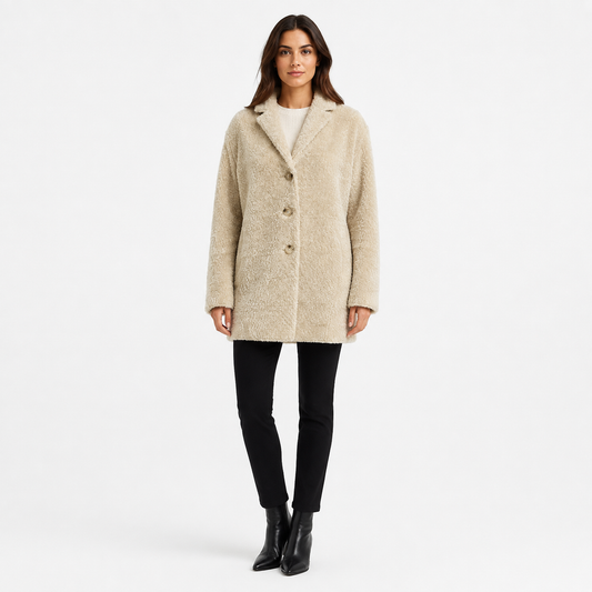 The Kooples Cream Faux Fur Sherpa Coat Size XS