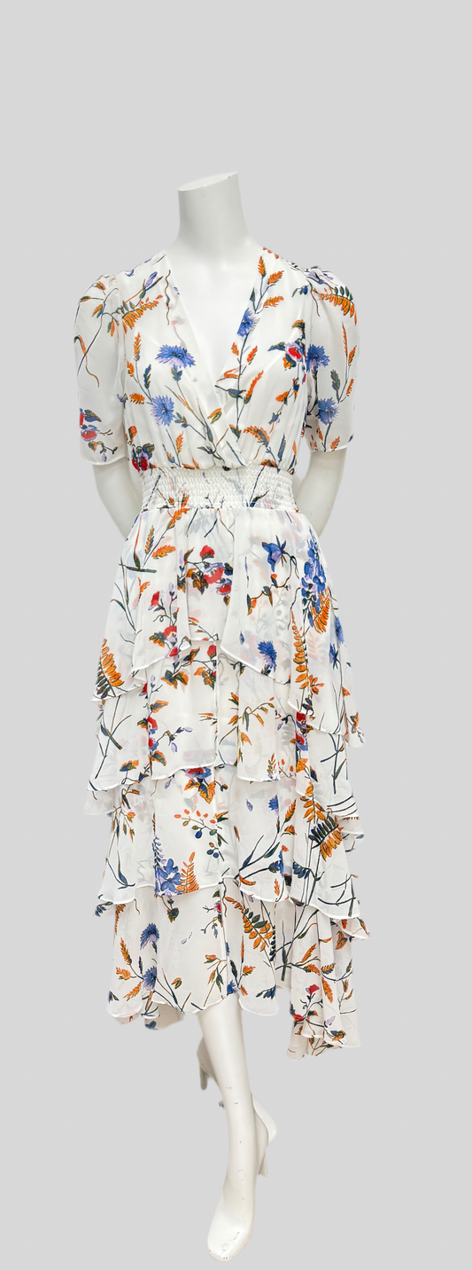 Maje Floral Ruffle Maxi Dress Size 1 US S
