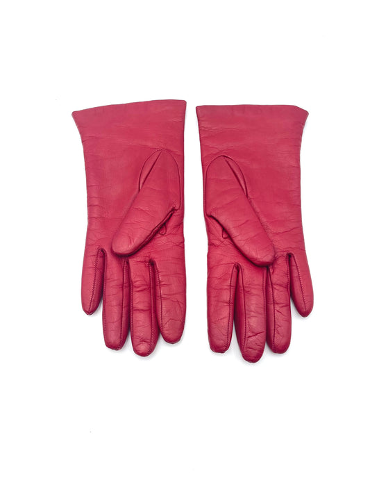 Holt Renfrew Red Leather Gloves Size 6.5