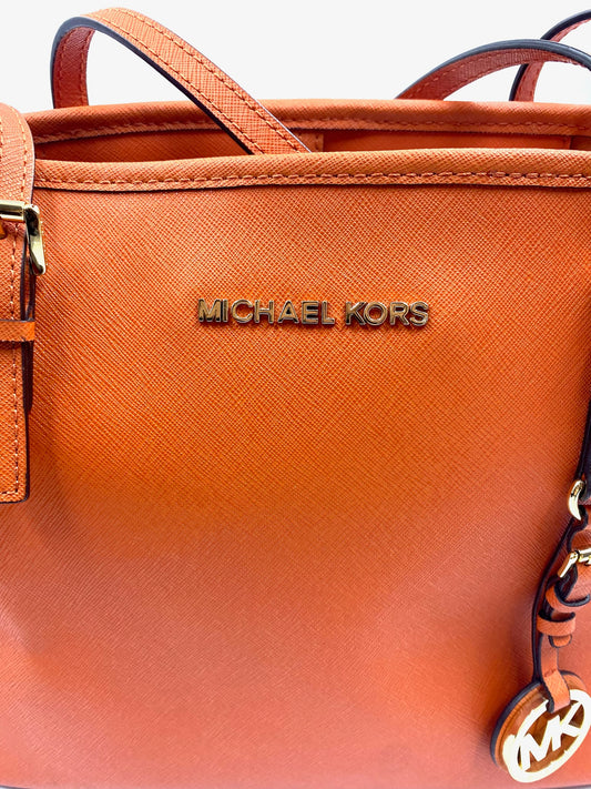 Michael Kors Jet Set Travel Large Saffiano Orange Tote