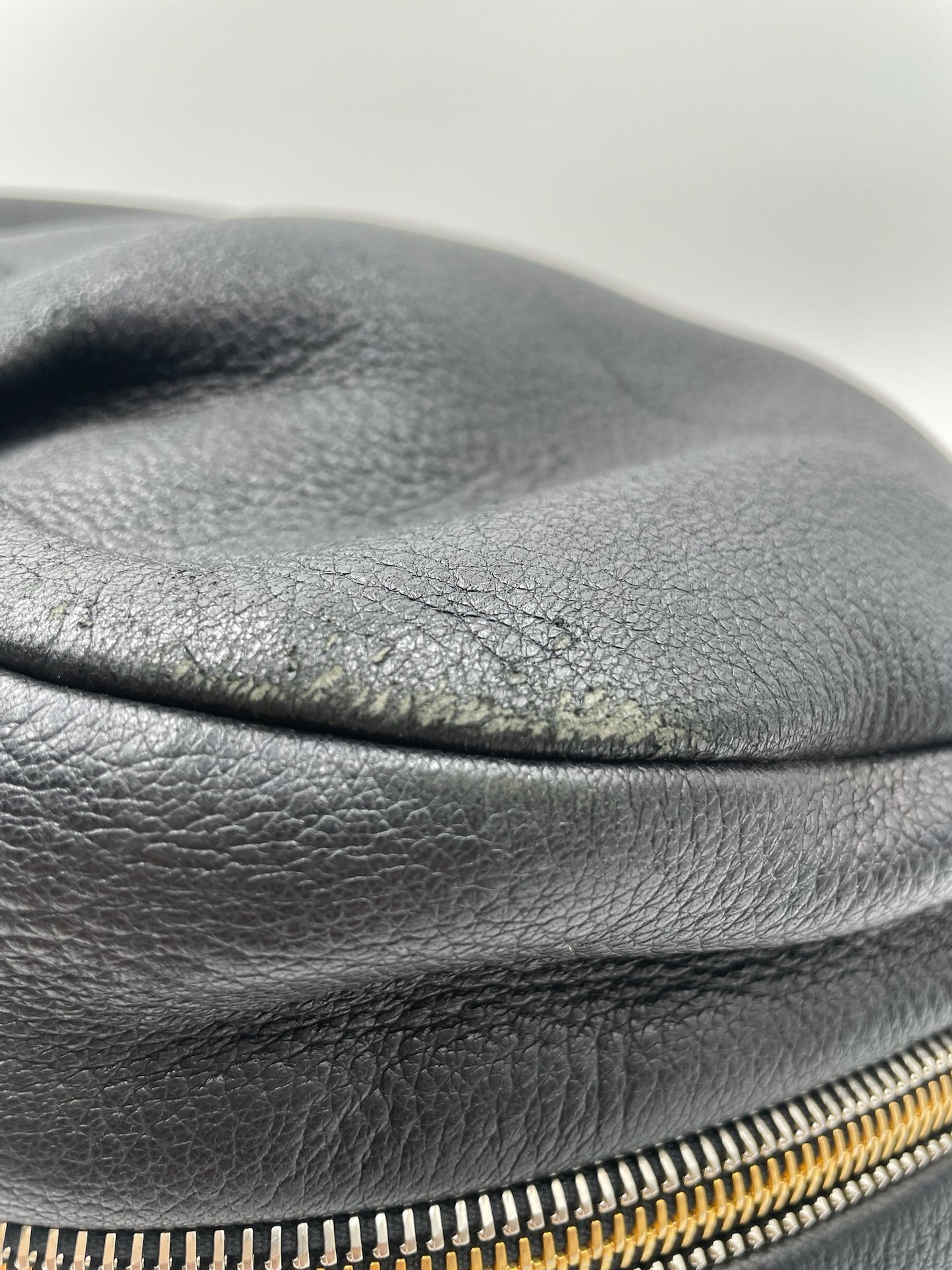 Prada Black Leather Vitello Daino Zip Hobo Bag