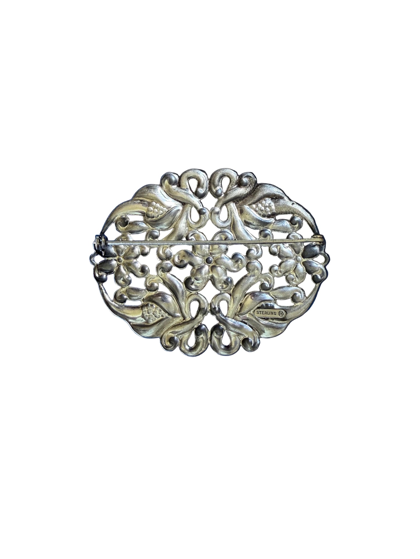 Vintage Sterling Floral Brooch