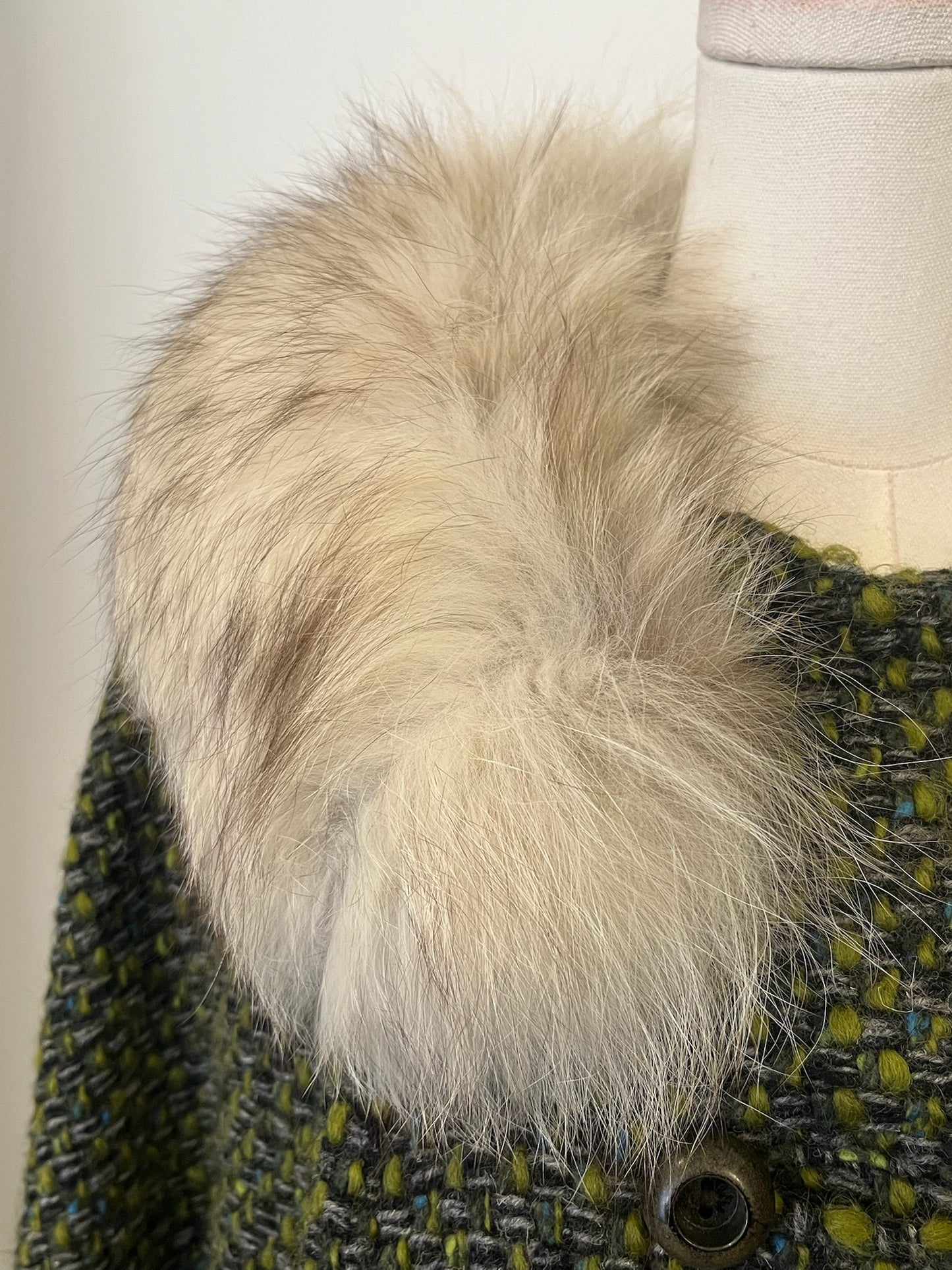 Vintage Green Wool  & Fur Set Fits XS/S