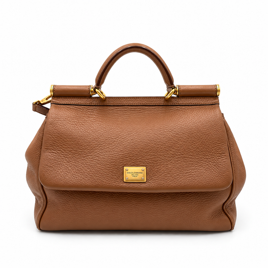 Dolce & Gabanna Caramel Large Miss Sicily Top Handle Bag