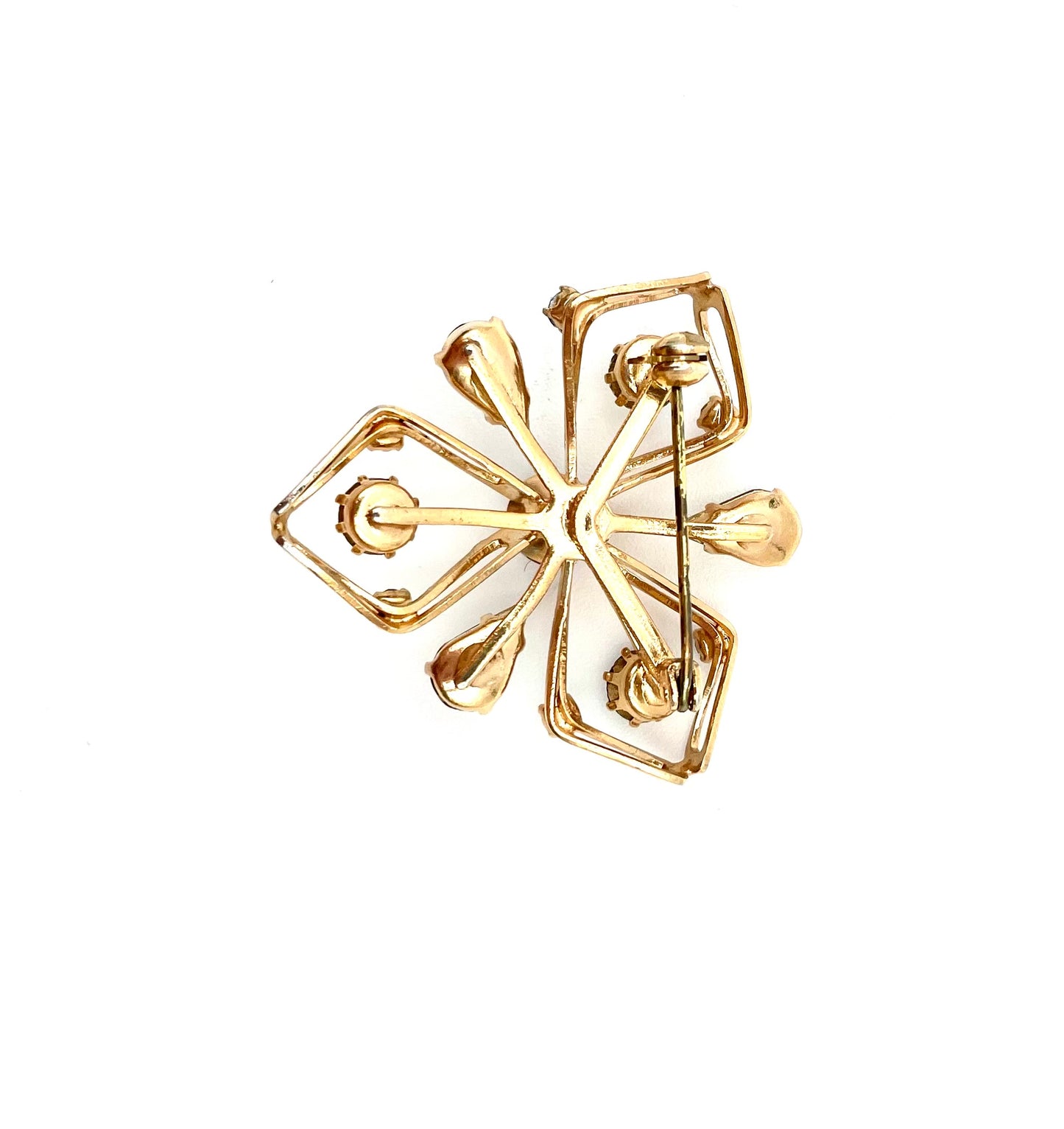 Vintage Mid-Century Rhinestone Demi-Parure (Brooch + Clip Earrings)