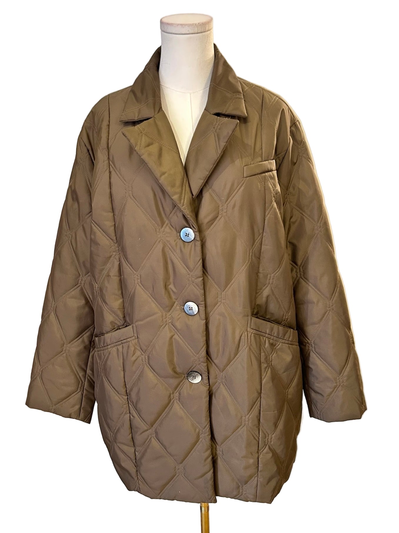 Gianni Taupe Brown Quilted Jacket Size 38 US M