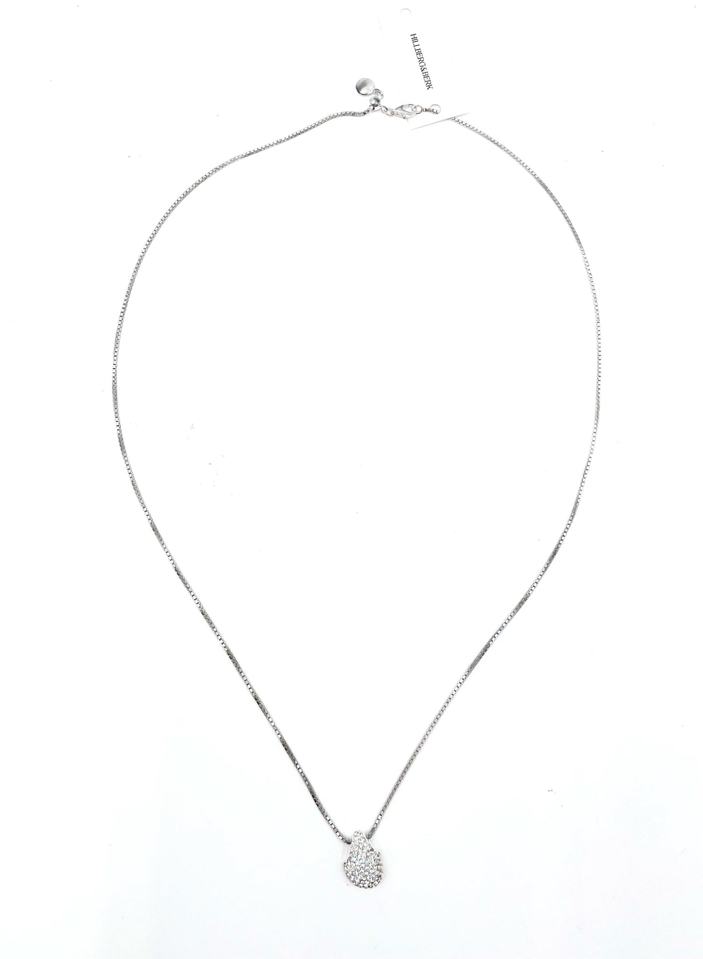 Hillberg & Bern Sterling Silver Teardrop Rhinestone Pendant Necklace