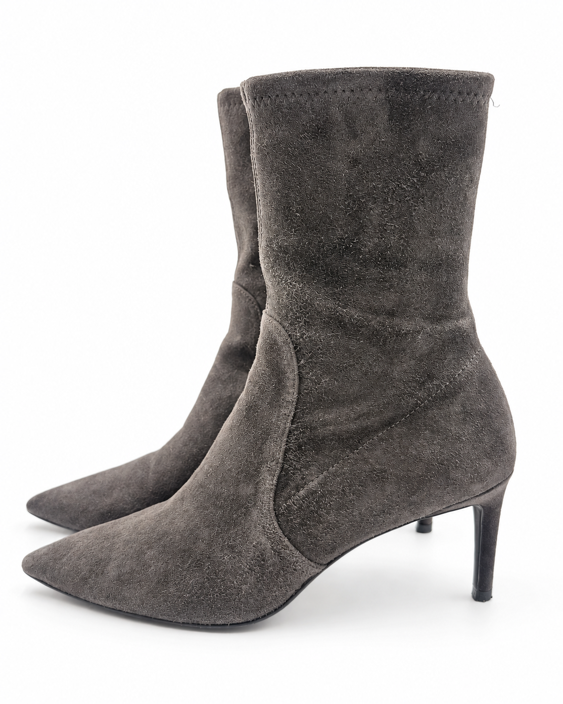 Stuart Weitzmann Wren 75 Taupe Grey Pointed Toe Ankle Boots Size 6