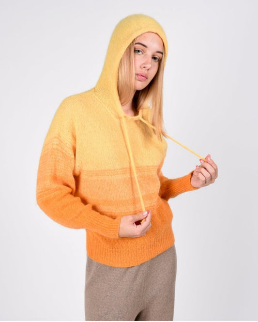 Paloma Wool Orange Gradient Pull-Over knit Hooded Sweater Size M
