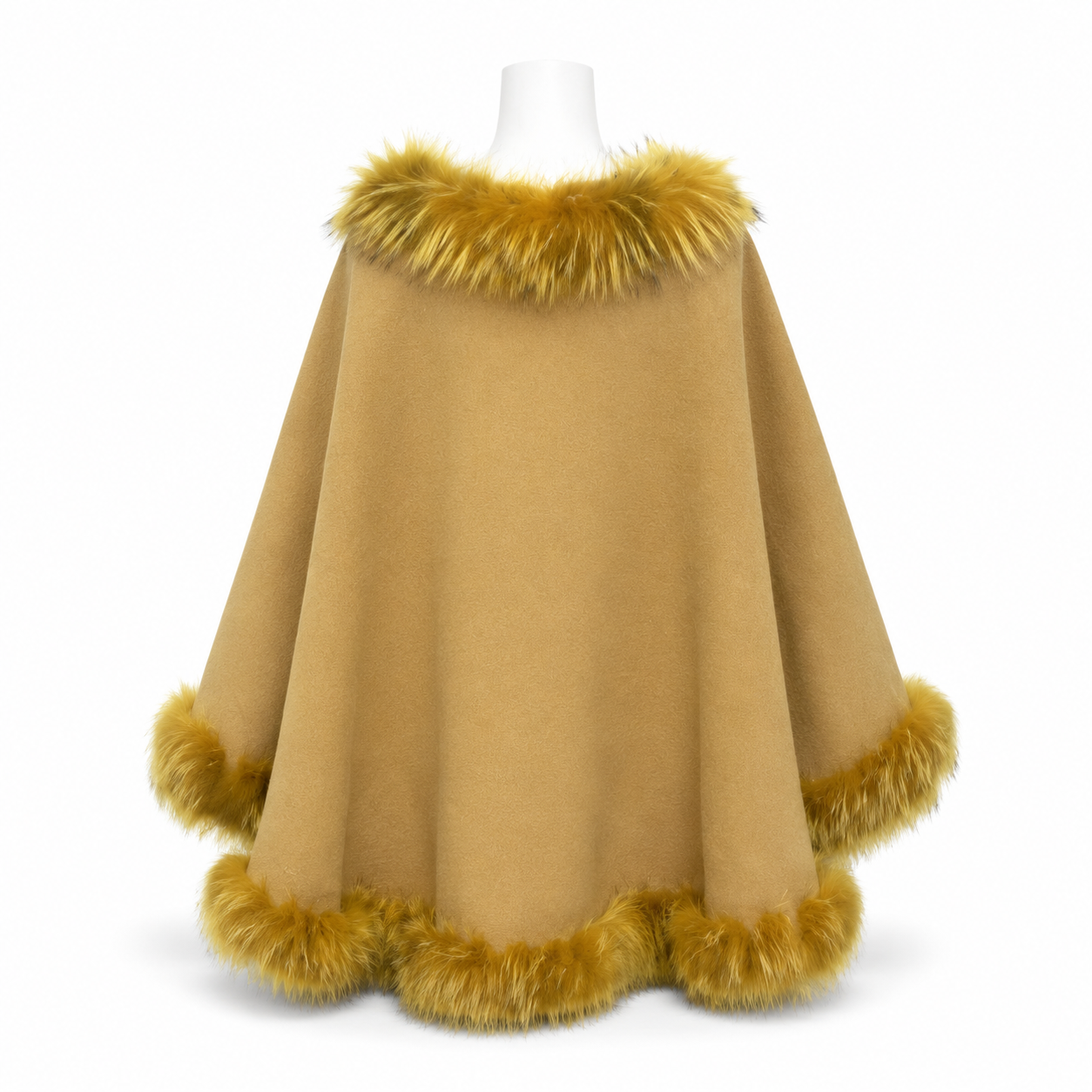 Brown &  Yellow Fur Cape Jacket O/S