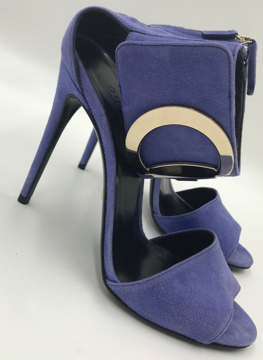 Gucci Purple Anke Strap Suede Heels Size 36