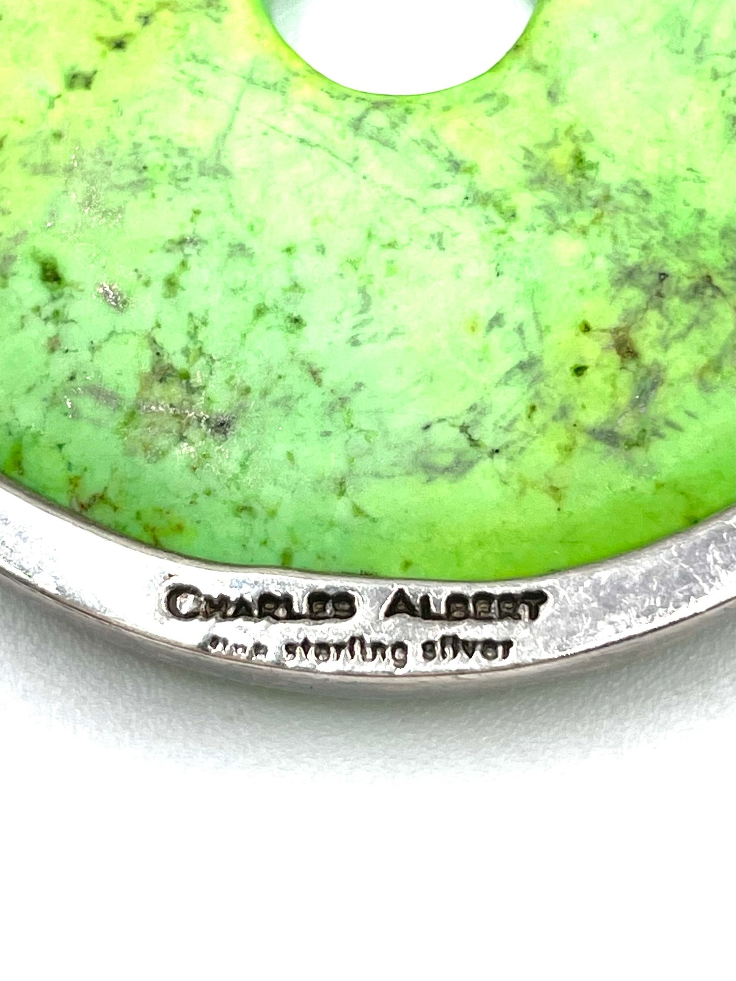 Charles Alberta Jade & Sterling Silver Chunky Bracelet & Earring Set