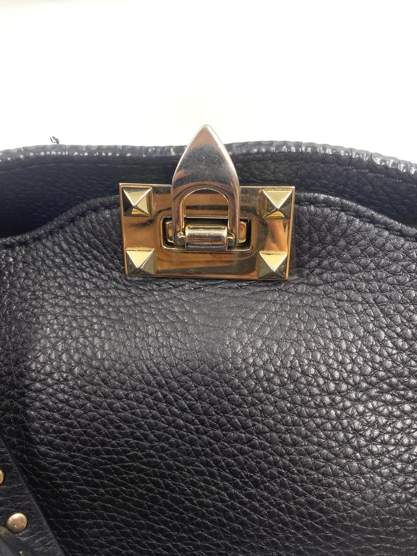 Valentino Garavani Black Rockstud Leather Tote