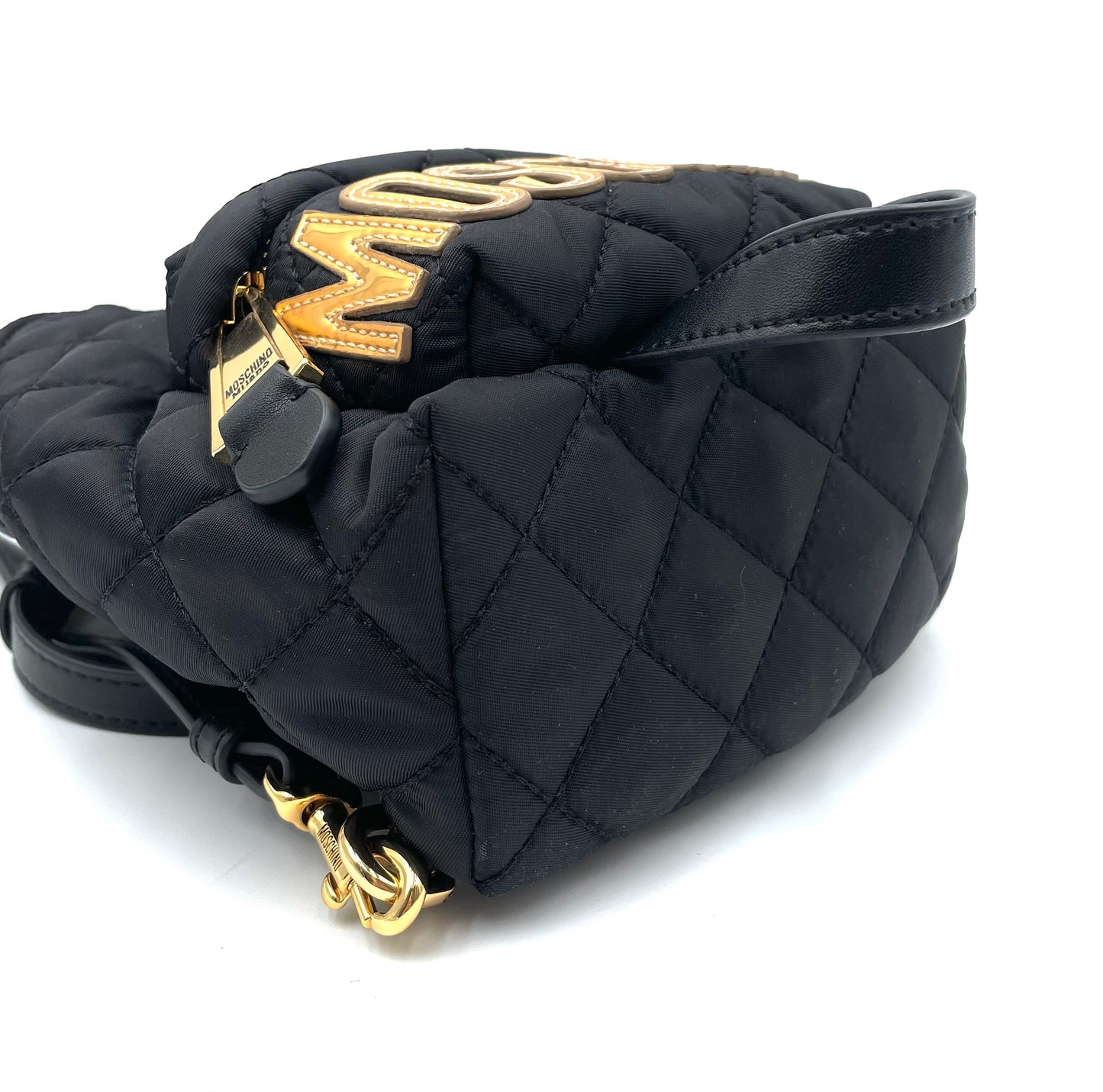Moschino Black Mini Quilted Backpack