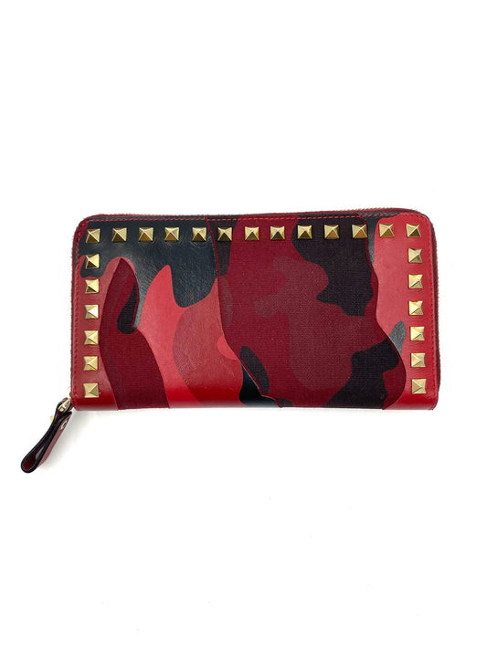 Valentino Garavani Red Camo Rockstud Wallet