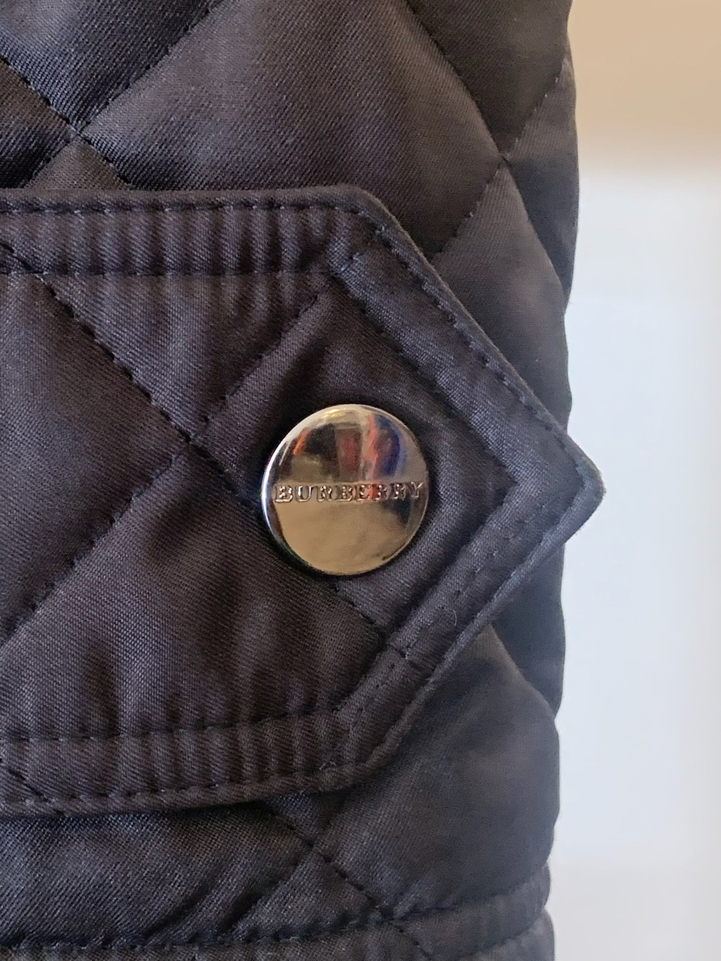 Burberry Black Quilted Belted Jacket Size S