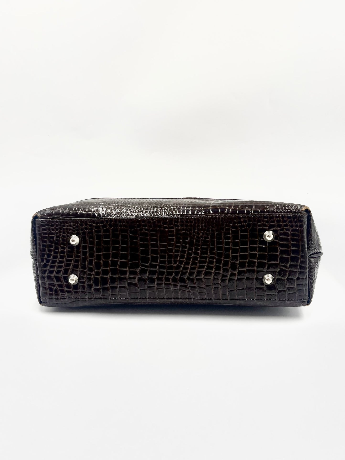 Karen Wilson Maroon Damask Kisslock Bag