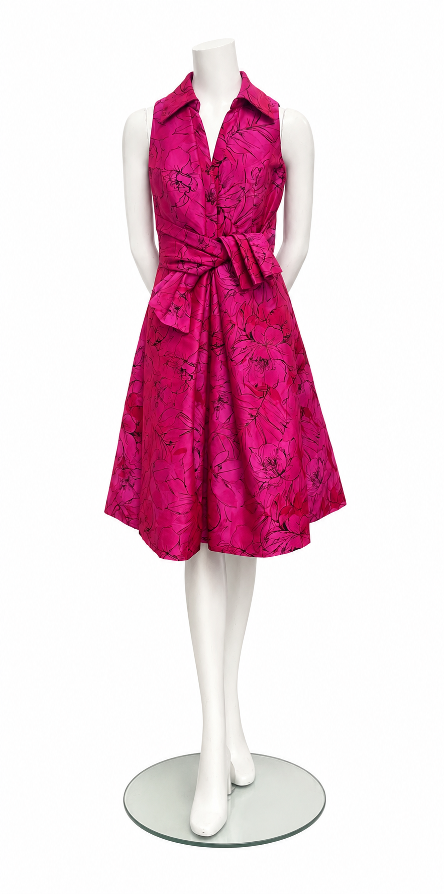 Theia Pink Collar A Line Dress Size 6