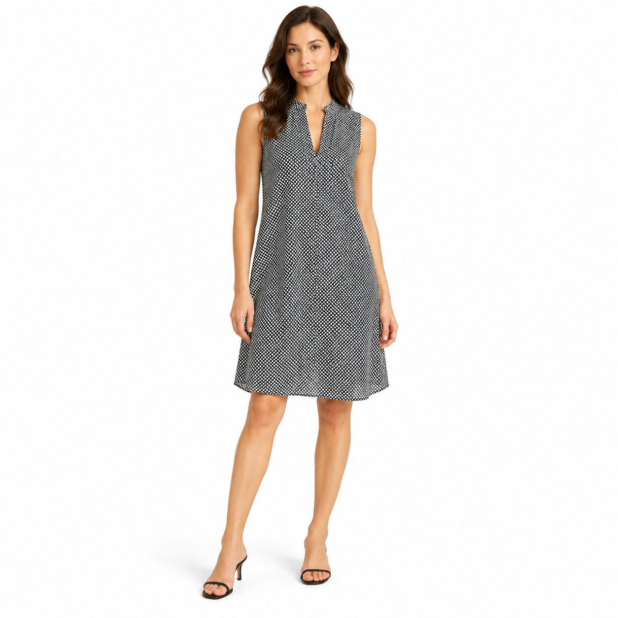 Eileen Fisher B/W Print Shift Dress Size L
