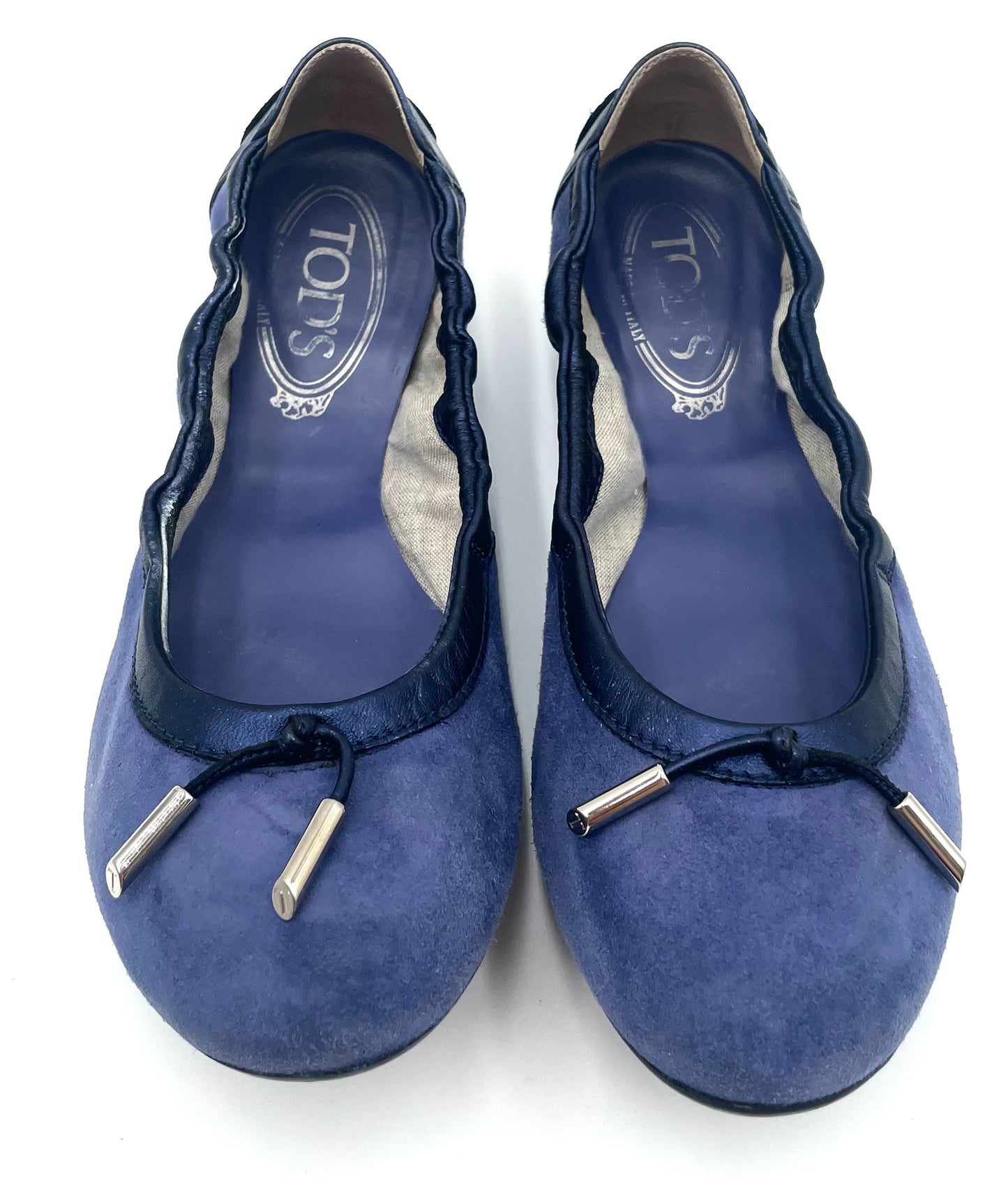 Tod’s Blue Suede Ballerina Flats Size 38