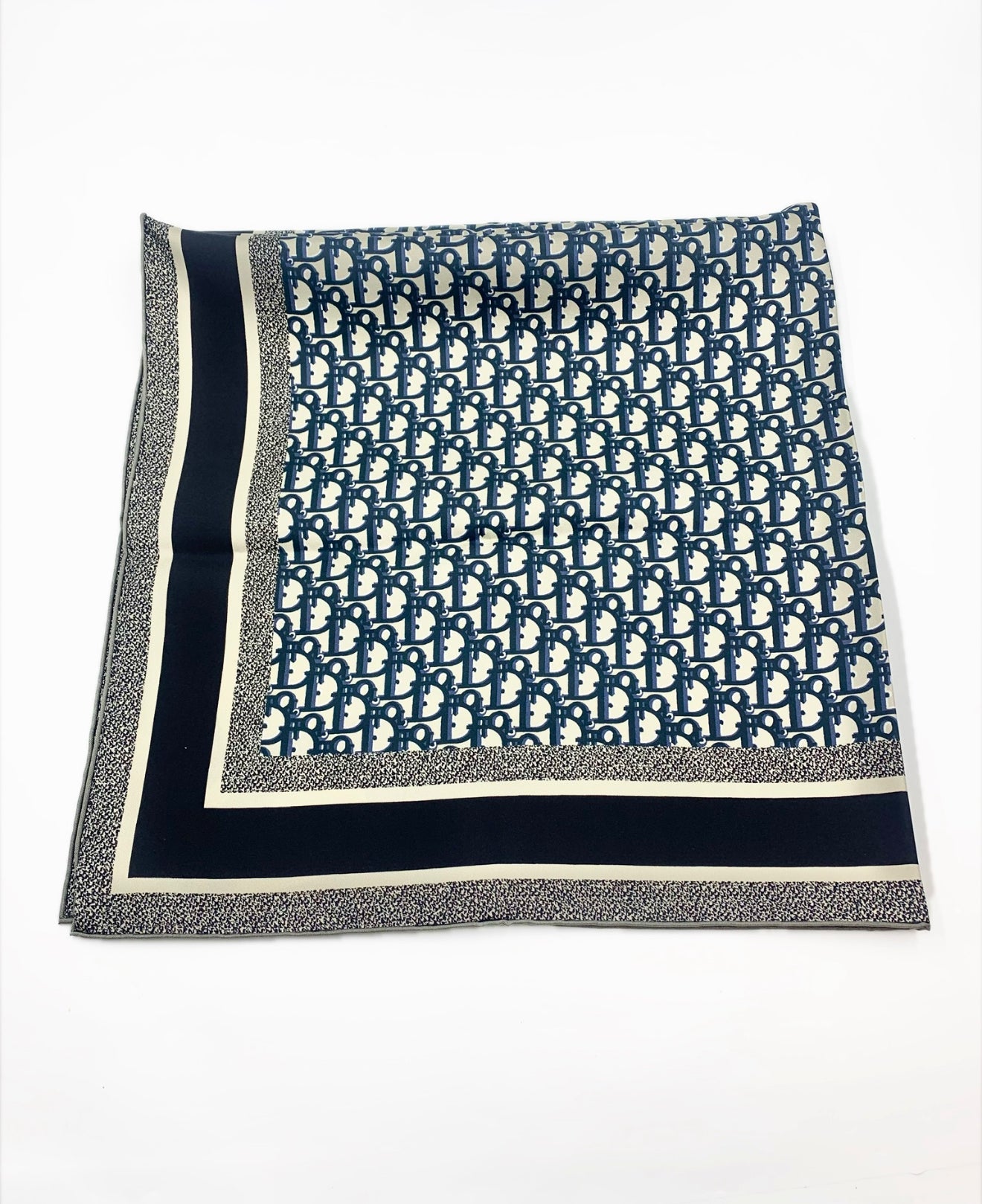 Brand New Christian Dior Oblique Diortwin Burgundy & Navy Blue 90 Square Scarf
