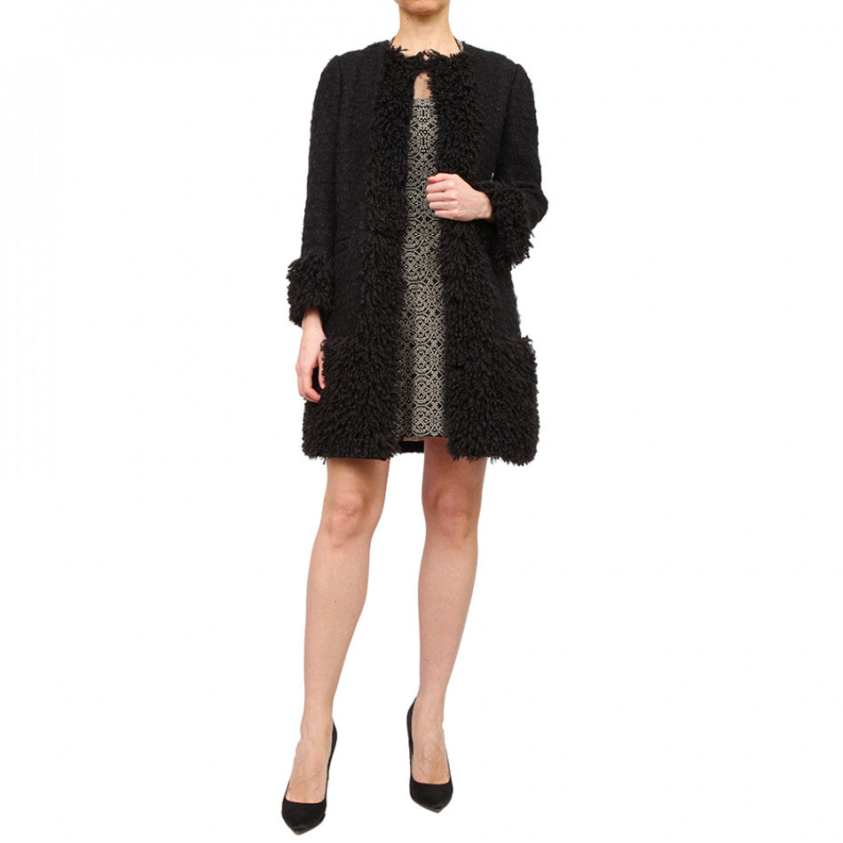 Dolce & Gabanna Black Shag Jacket Size 42