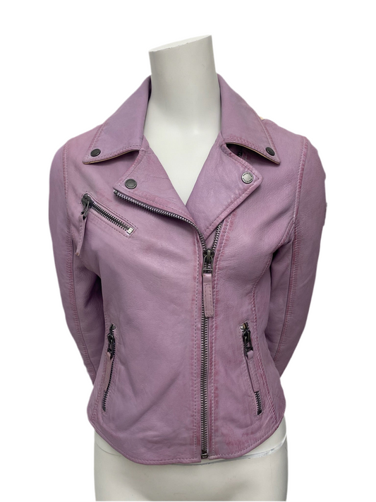 Mauritius Purple Star Leather Moto Jacket Size 4