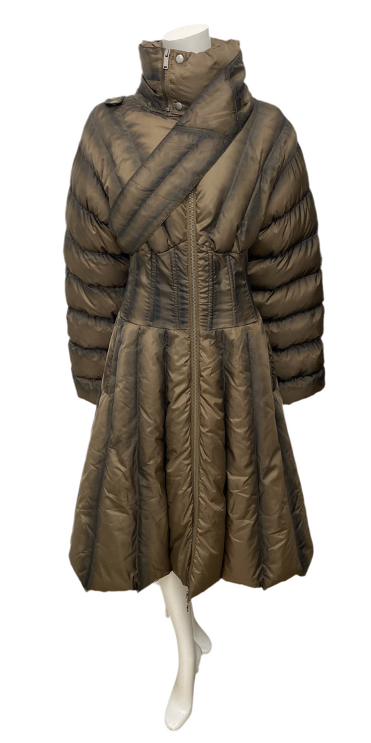 Barker Wave Brown Puffer Corset Jacket With Scarf Size L