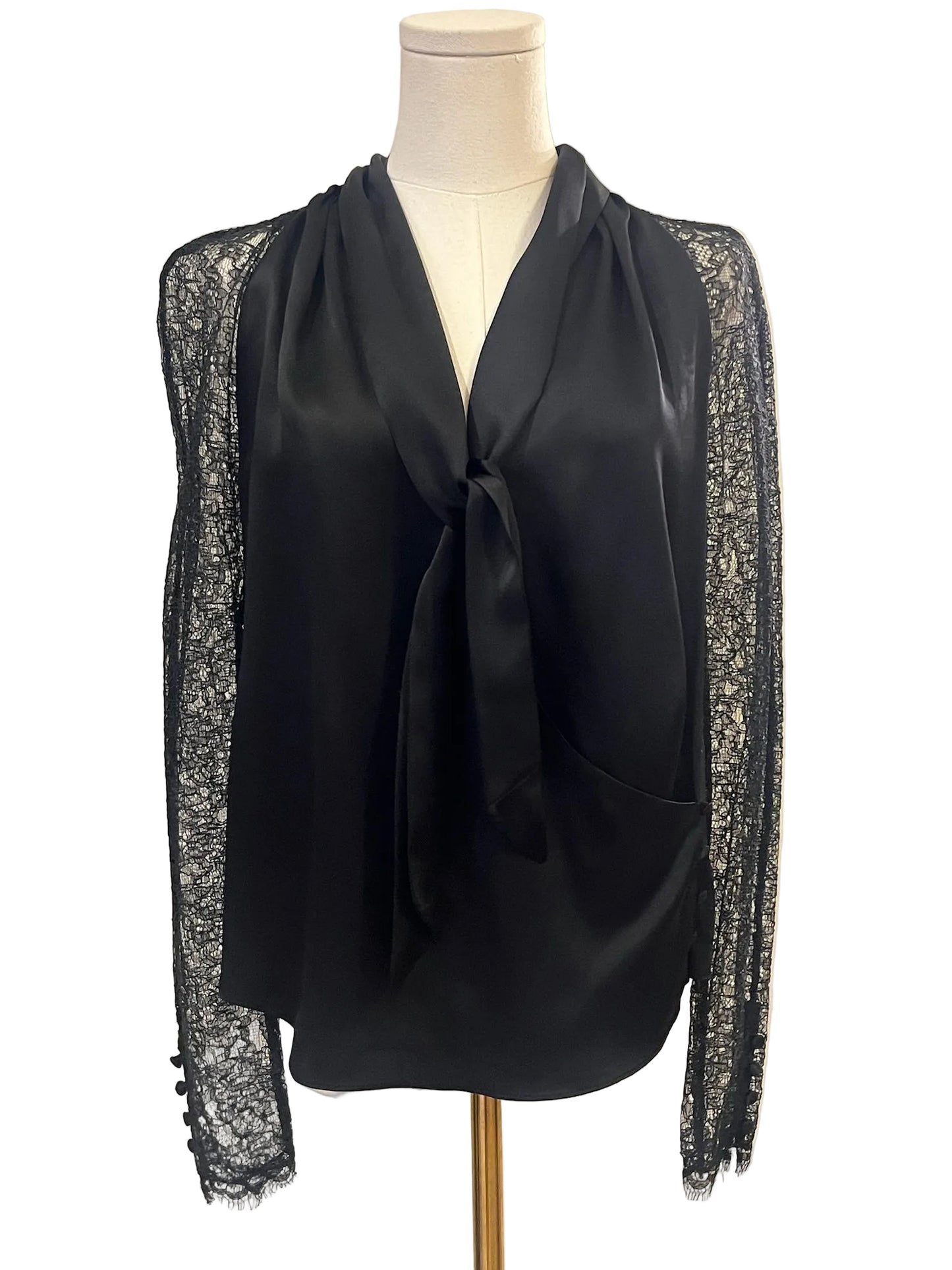 Jonathan Simkhai Black Lace & Satin Blouse 
Size S