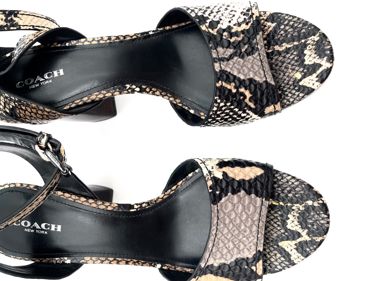 Coach Phiper Python Leather Ankle Strap Sandals Size 8.5