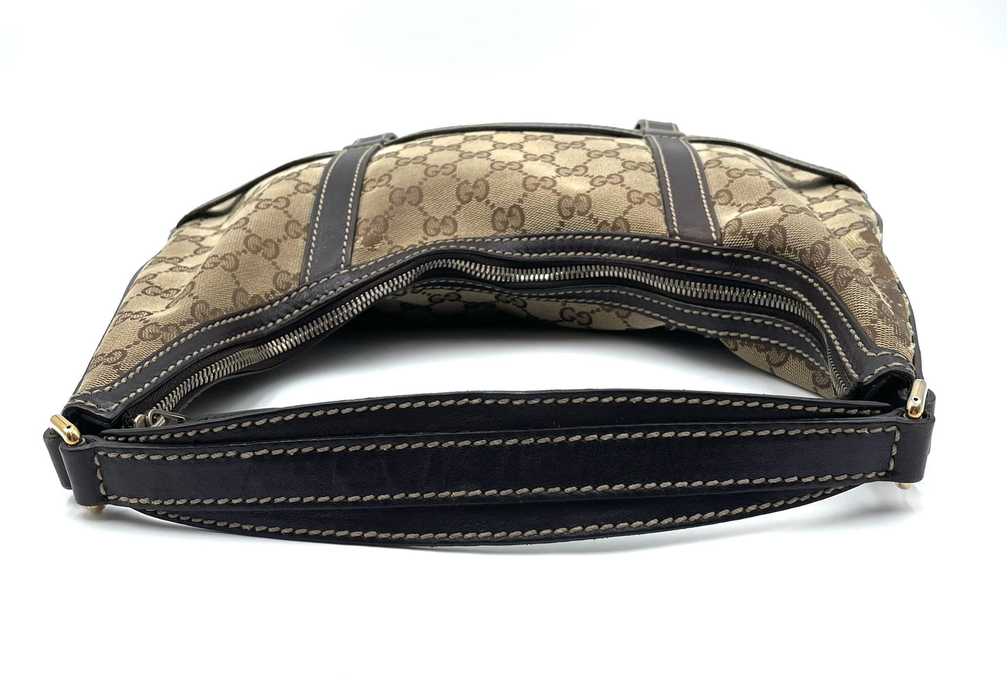 Gucci GG Canvas Biege & Brown Interlocking G Shoulder Hobo Bag
