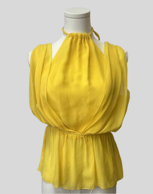 Missioni Yellow Silk Blouse Size 40 US 6