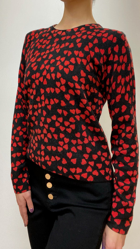 Equipment Heart Print Knit Sweater Size XS