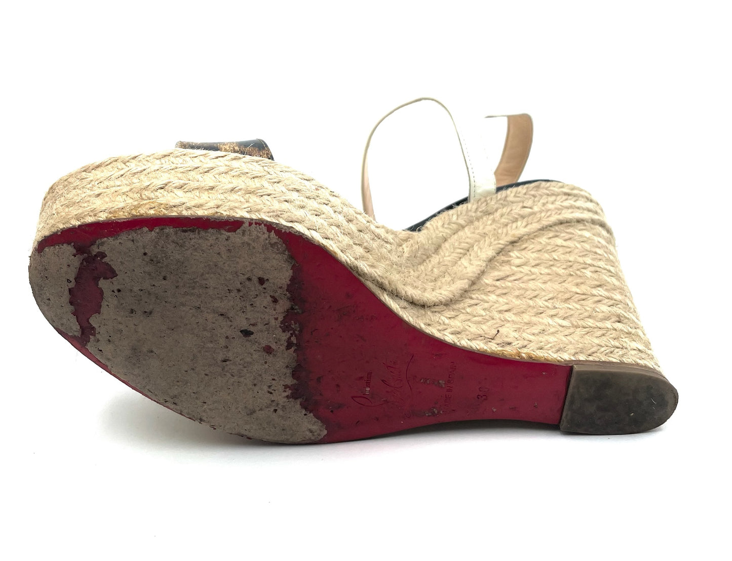 Christian Louboutin Leopard Print Wedge Espadrille Sandals Size 38