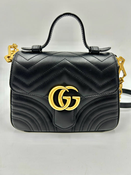 Gucci Marmont Black Top Handle Bag