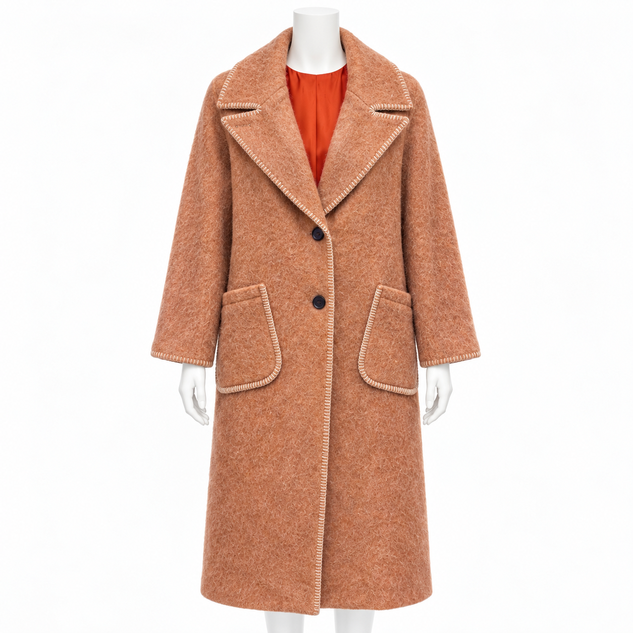 Banana Republic Peach Fuzzy Italian Wool Blend Coat Size XS