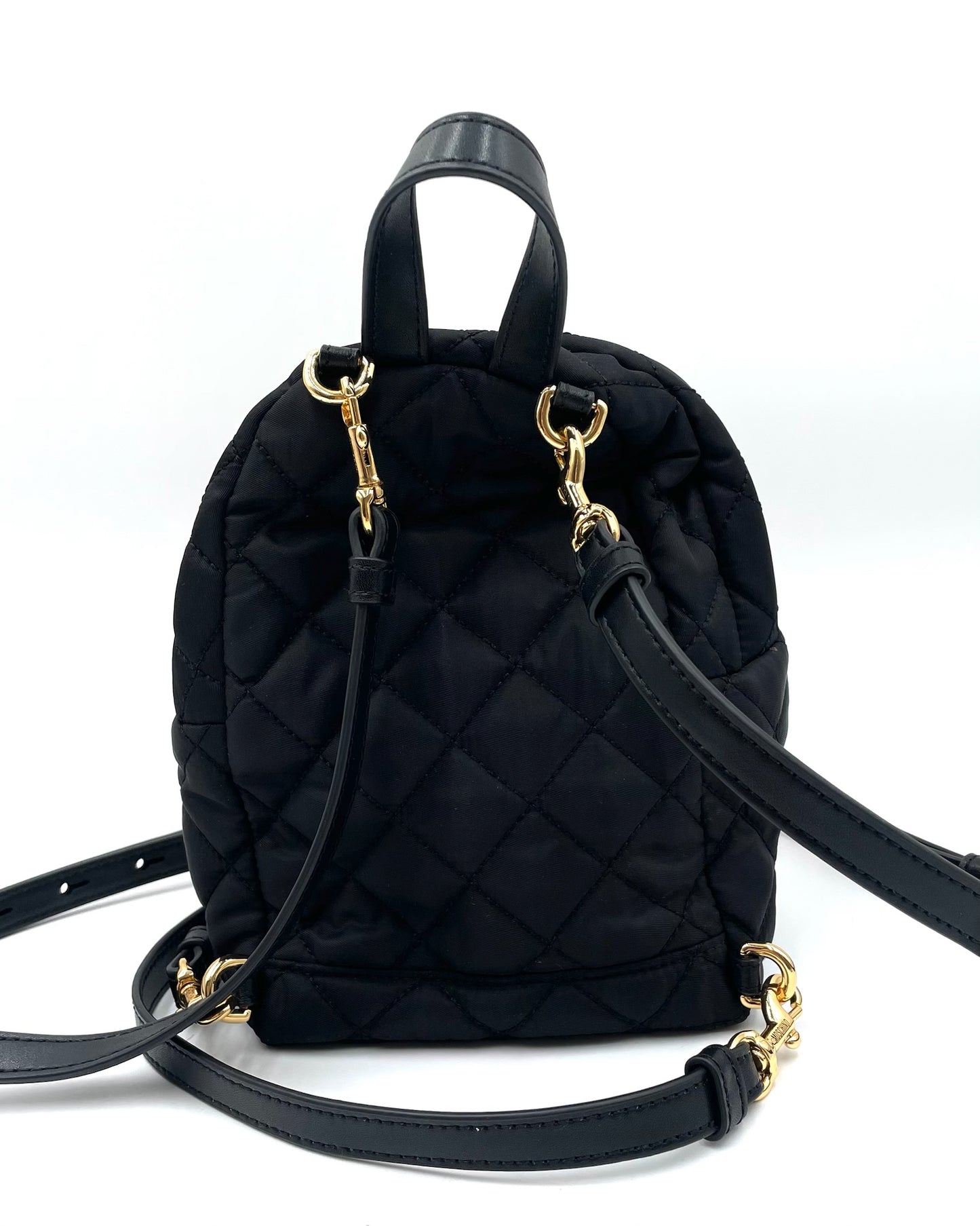 Moschino Black Mini Quilted Backpack
