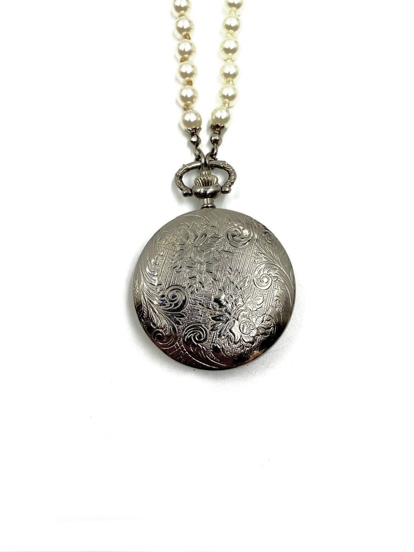 Vintage 1928 Clock Pendant Pearl Necklace