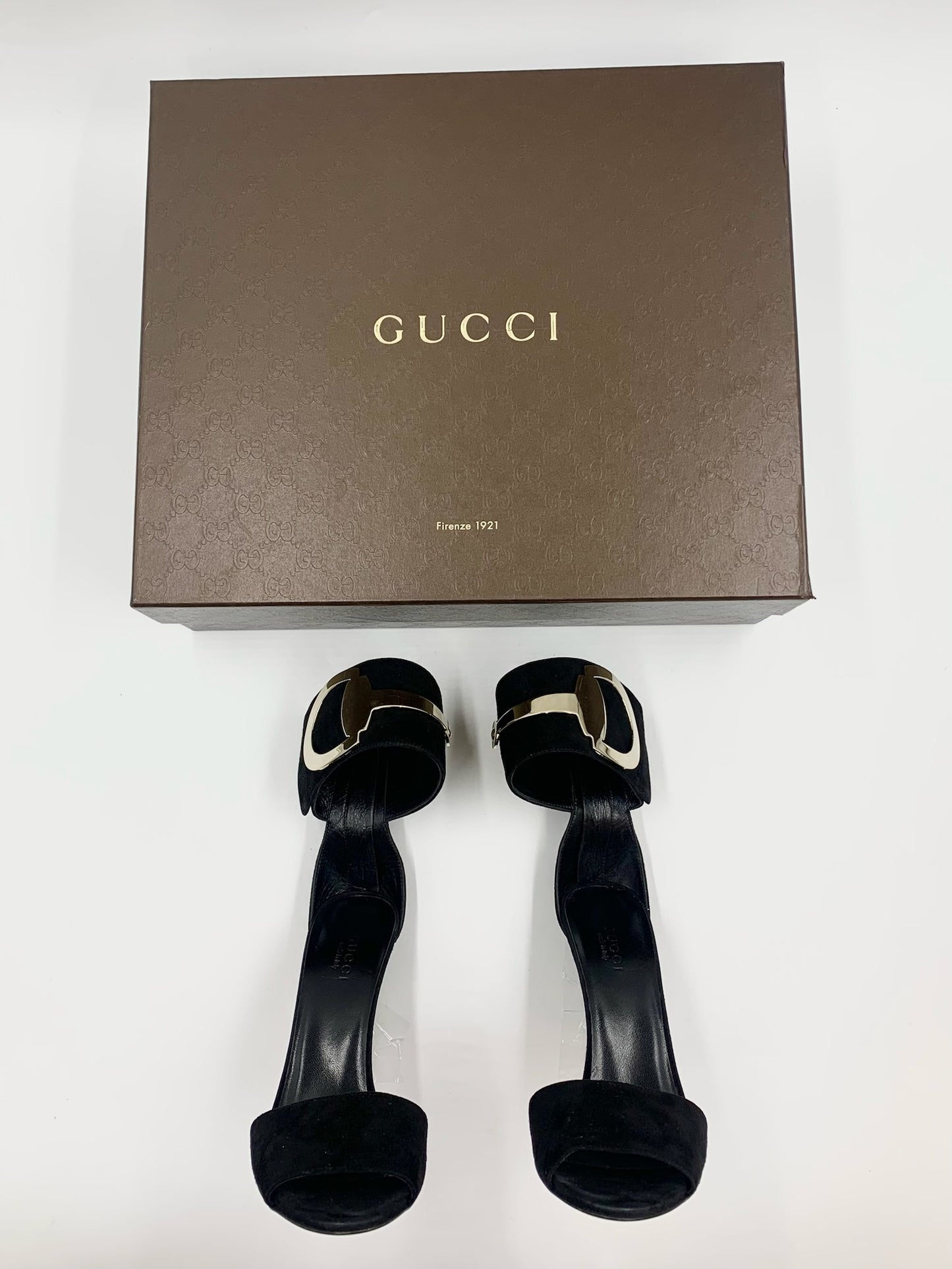 Gucci Black Ankle Strap Heels Size 6.5