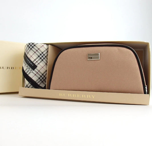 Burberry Scarf & Cosmetic Pouch Set