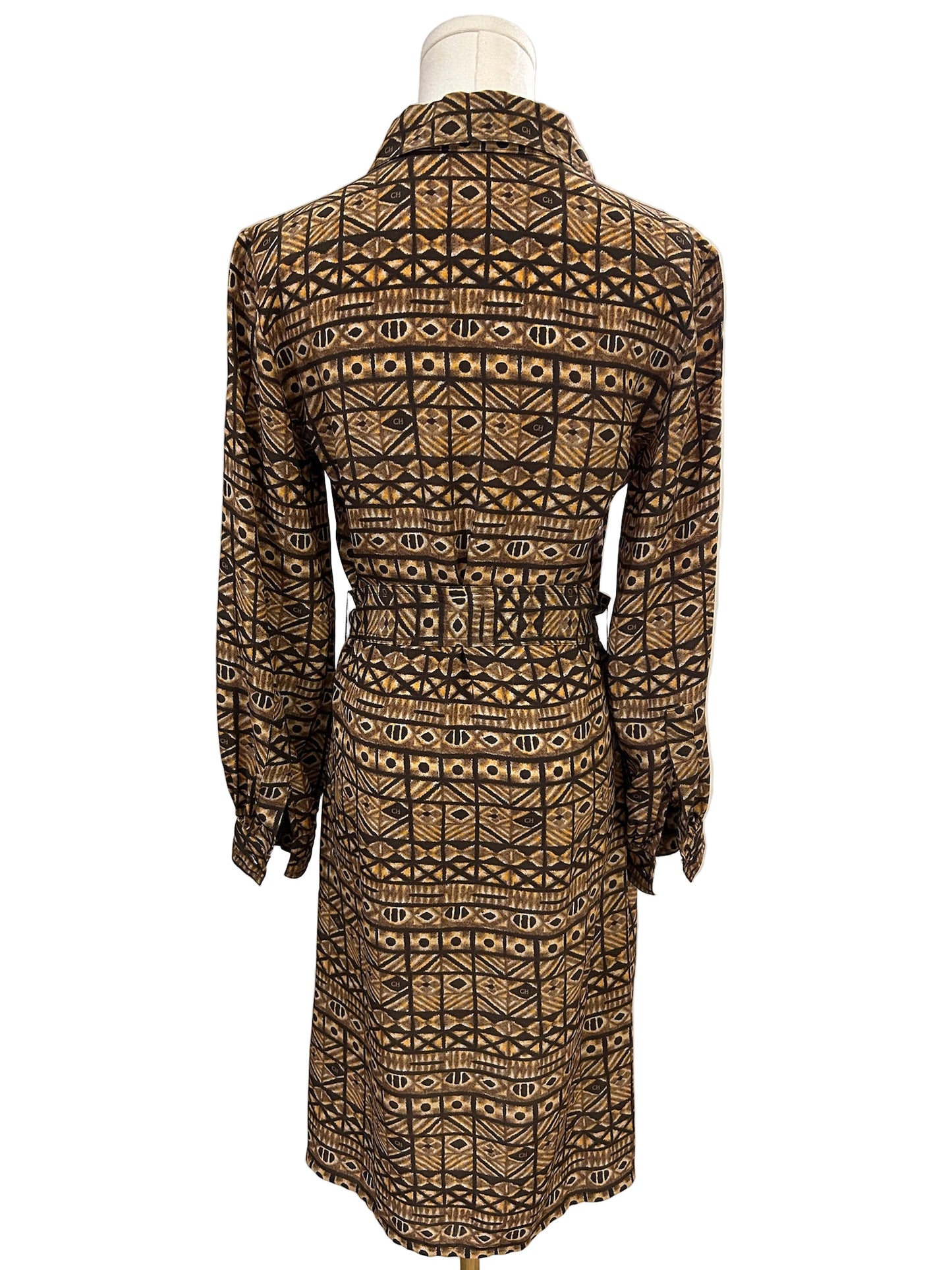 Carolina Herrera Brown Print Silk Tunic Dress Size 4