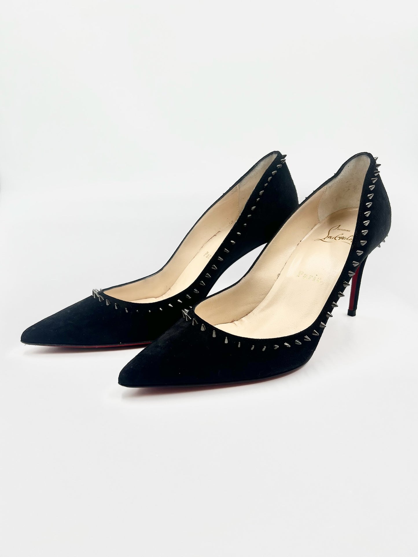 Christian Louboutin Black Anjalina Velour Pumps Size 37.5