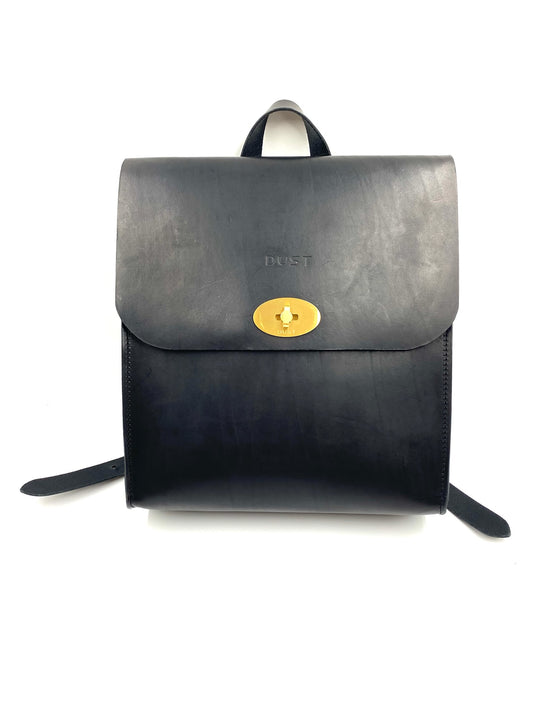 Dust Unisex Black Leather Backpack