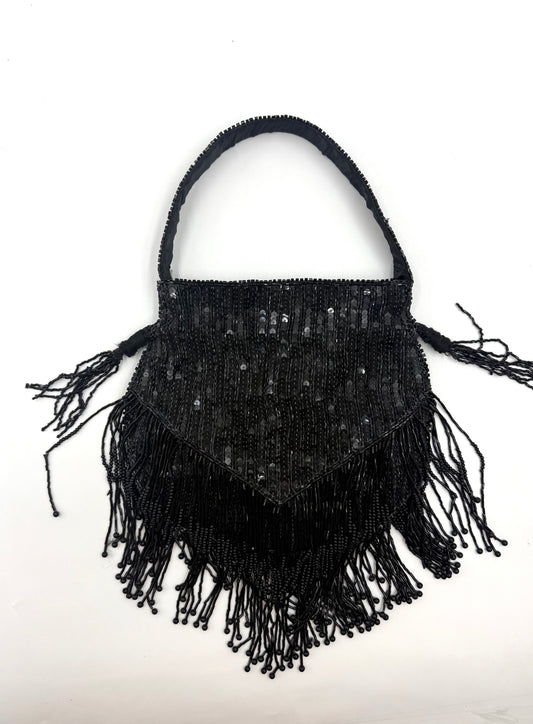 Vintage Black Fringe Sequin Bag