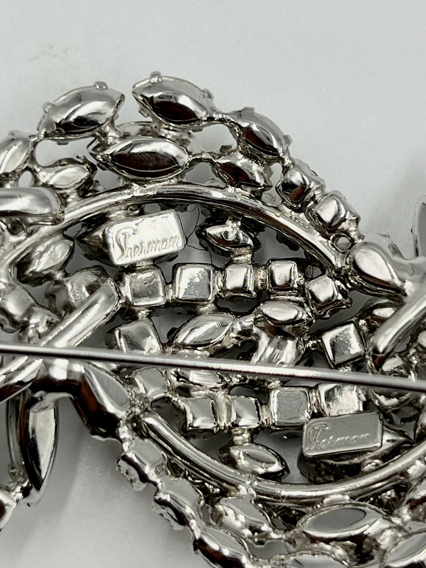 Vintage 1950s Sherman Clear Swarovski Crystal Brooch