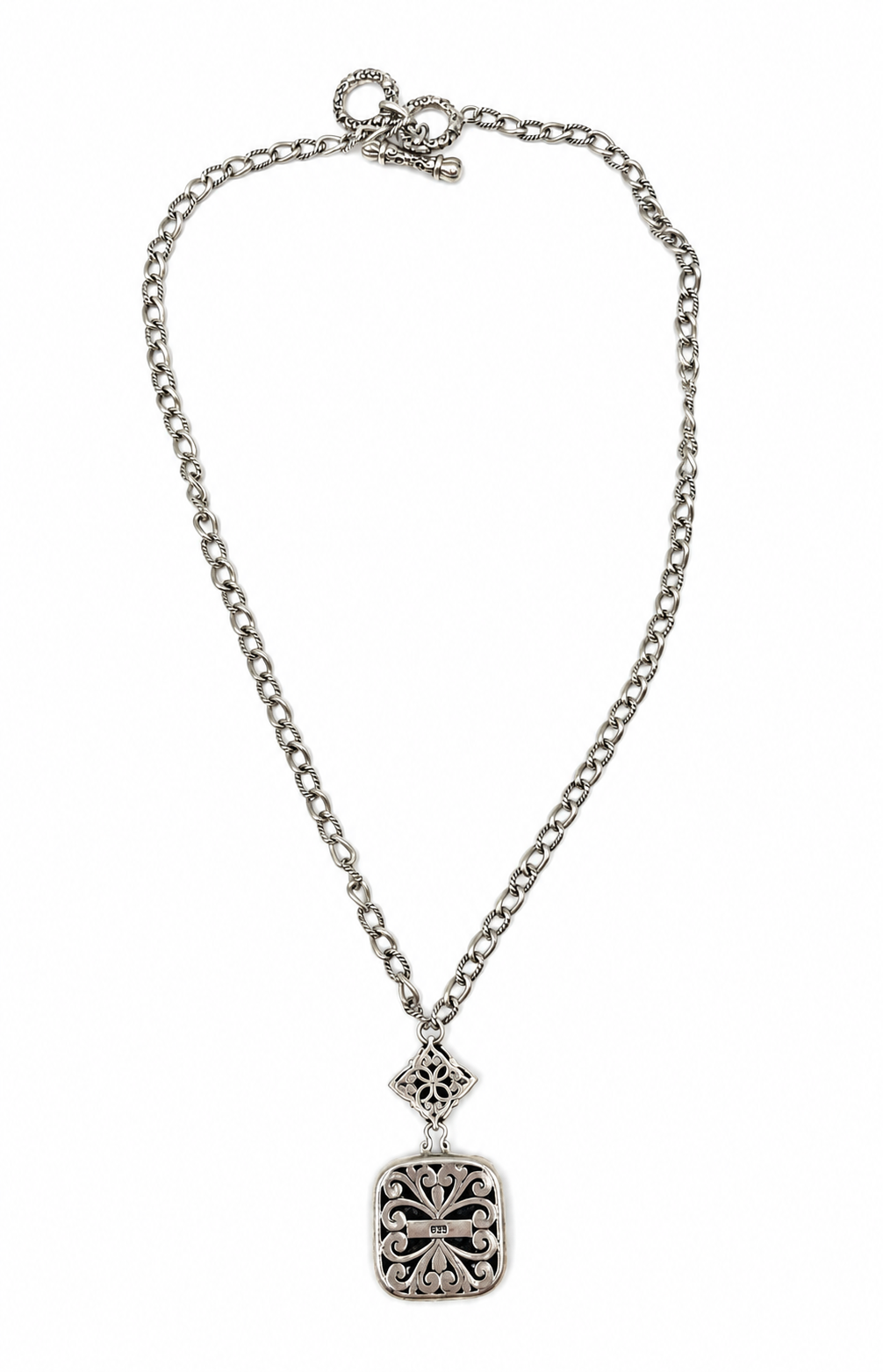 Silverstone Two Tone Hammered Pendant Necklace