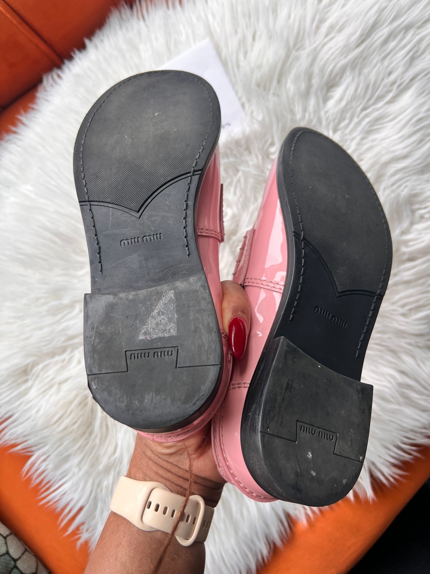 Miu Miu Pink Patent Loafers Size 39