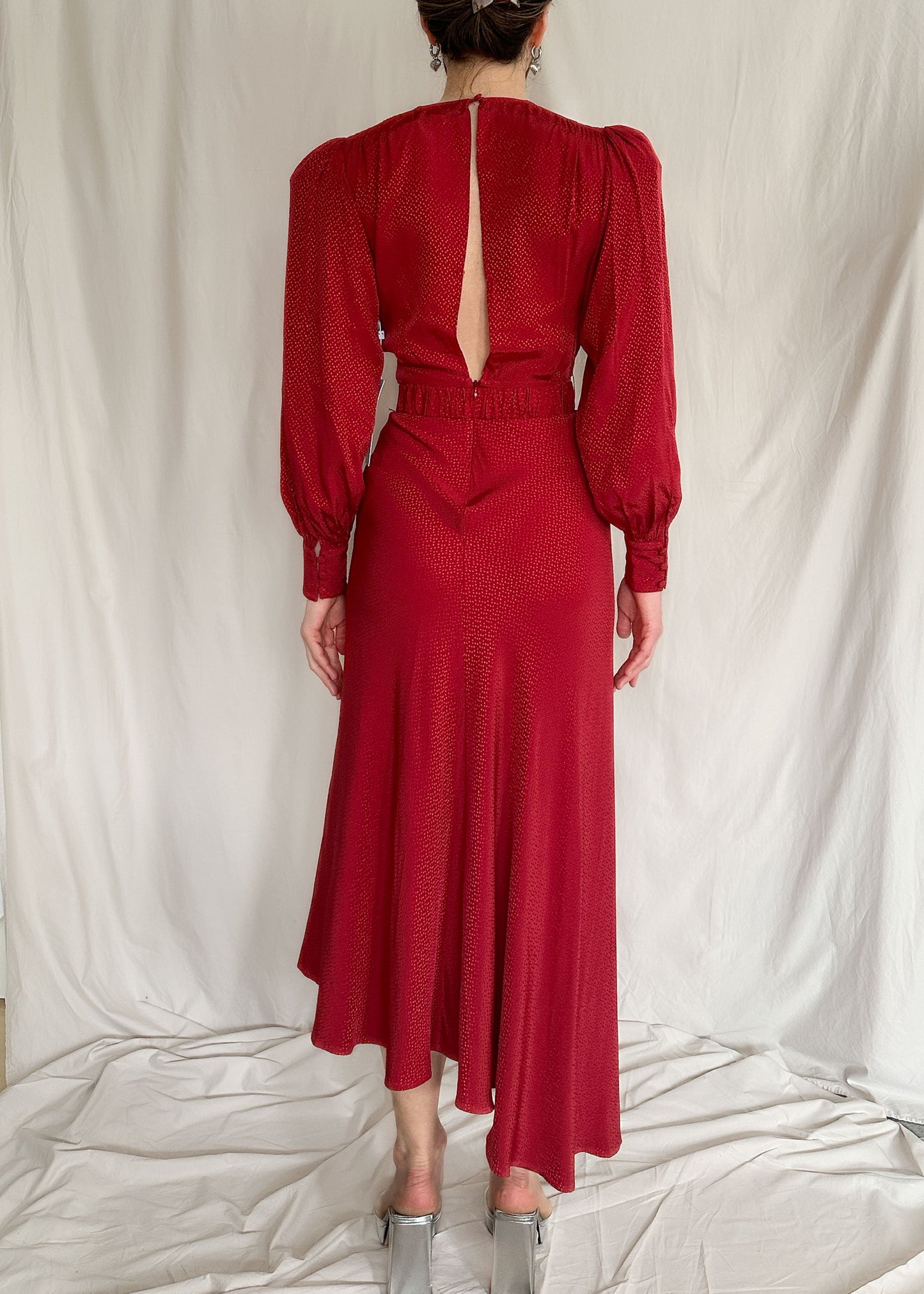 Brand New Ronny Kobo “ Estelle”  Red Midi Dress Size S