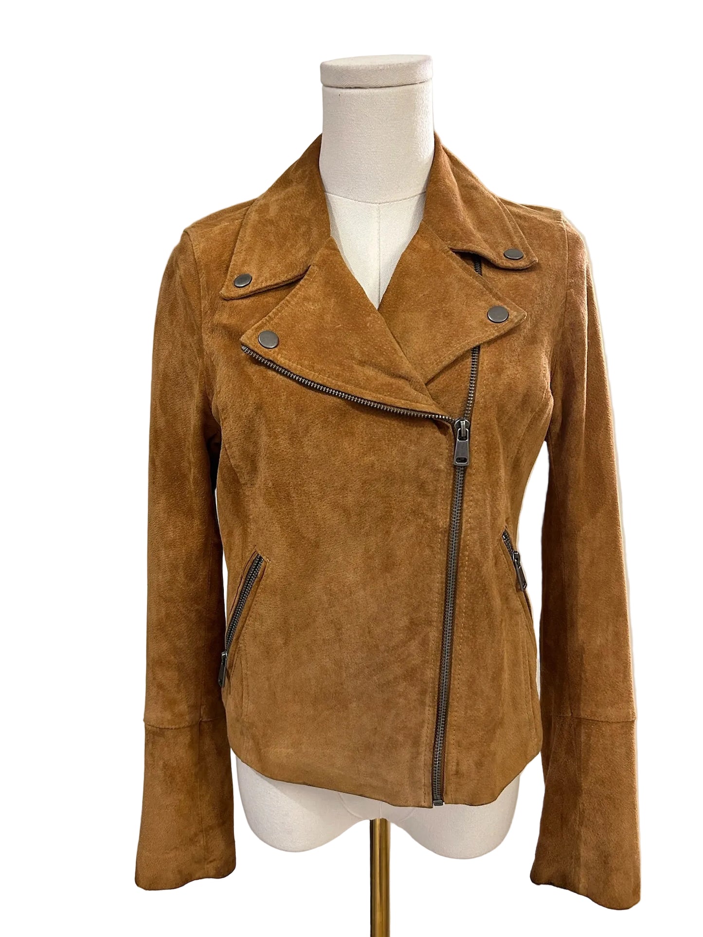 FOR ever B Young Suede Leather Moto Jacket Size 36