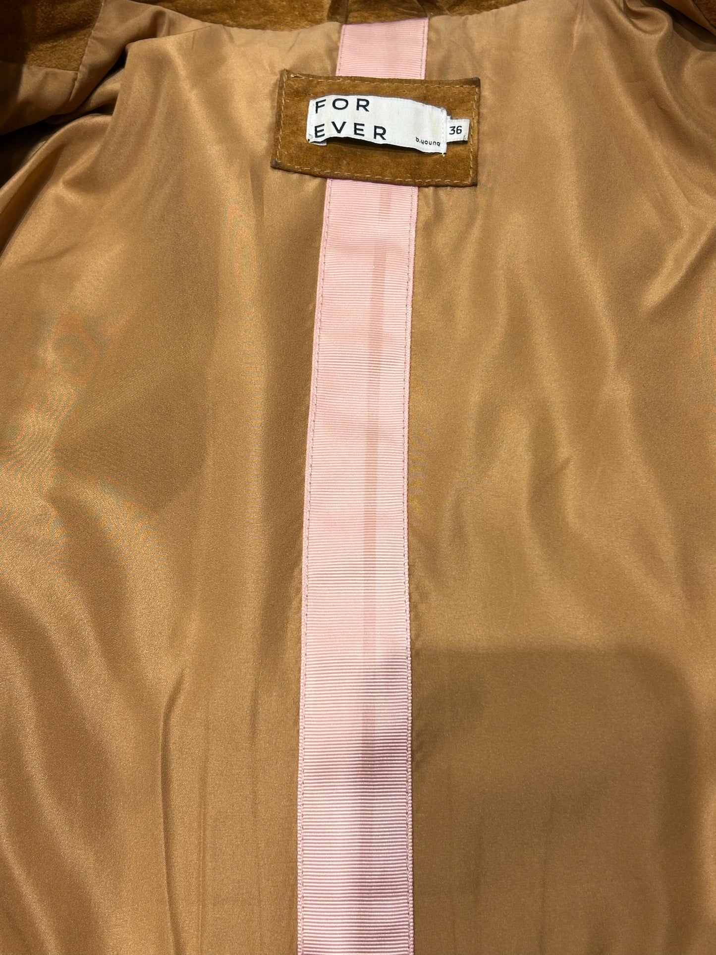 FOR ever B Young Suede Leather Moto Jacket Size 36